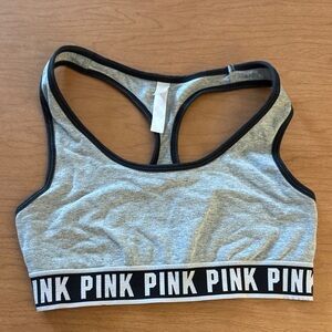Gray and Black PINK Sports Bra